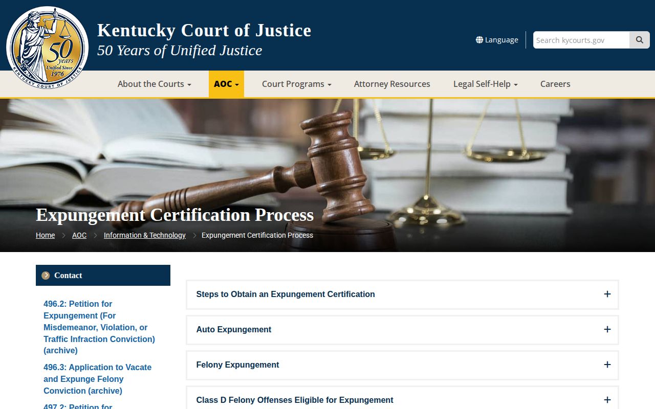 Kentucky Court expungement process for McLean County arrest records